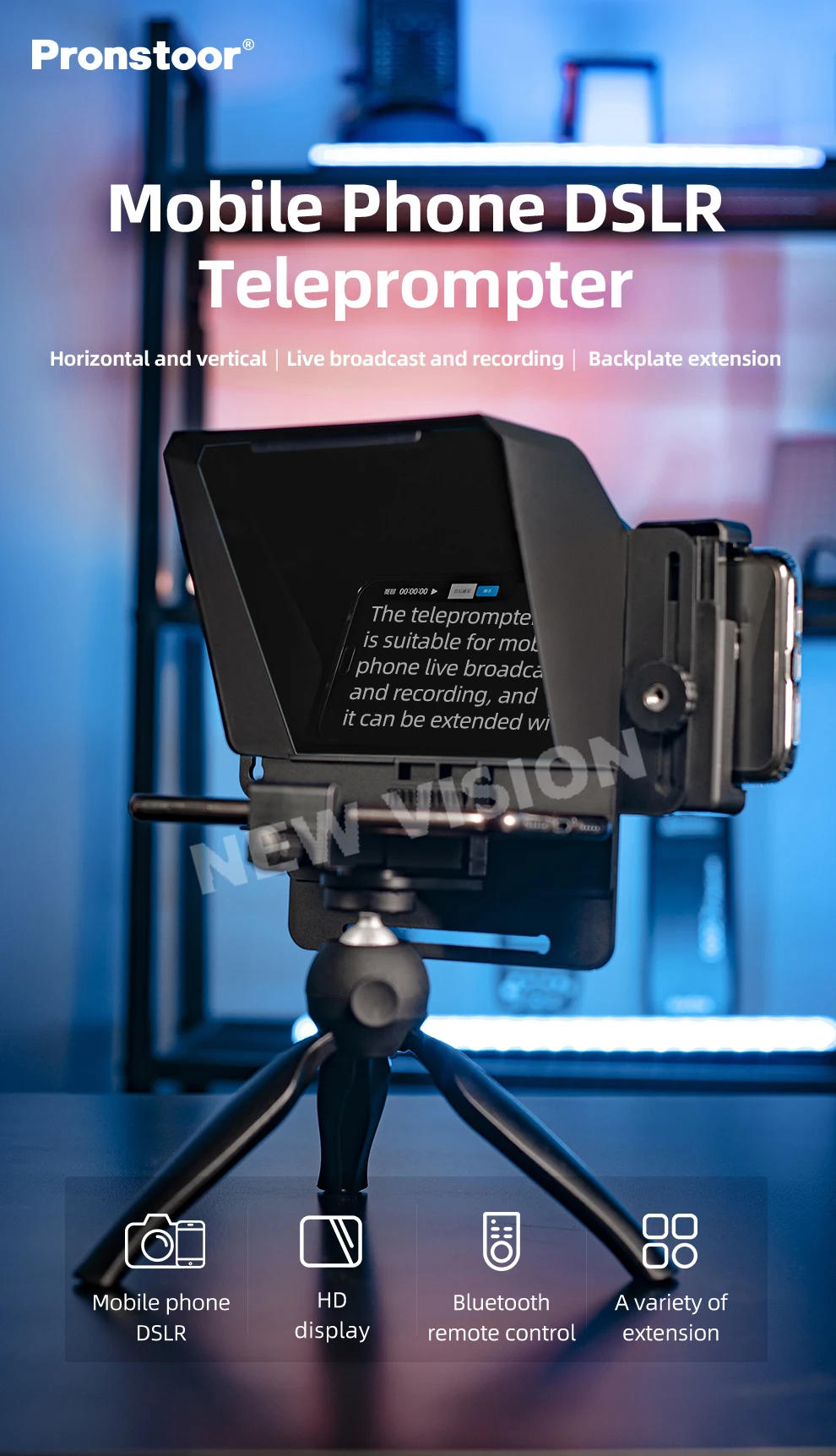 Description Picture 2 of itemPhone and DSLR Recording Mini Teleprompter Portable Inscriber Mobile Teleprompter Artifact Video With Remote Control for Live