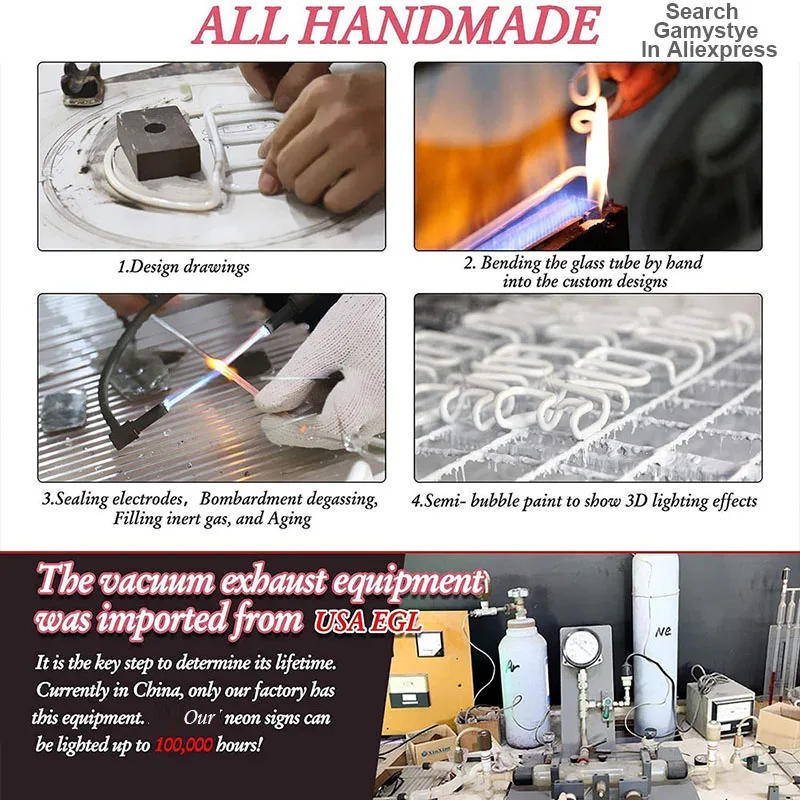 Description Picture 4 of itemNeon Sign For Nails Fingers Manicure Real Glass Tubes Lamp Beer Lamp resterant light advertise Custom Store Handmade art light