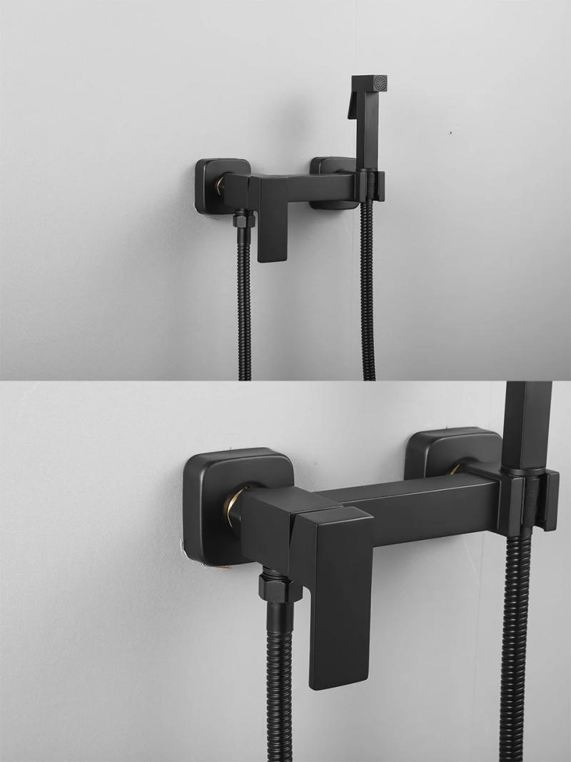 Description Picture 6 of itemULA Brass Black Faucet Bidet Sprayer Bathroom Toilet Bidet faucet Hot Cold Mixer Water Shattaf Valve Jet Set Hygienic Shower