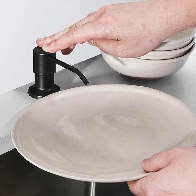 Description Picture 6 of itemSoap Liquid Dispenser White/Beige ABS+Stainless Steel Kitchen Sink Dispenser Manual Liquid Soap Dispenser Bottle 400 ML