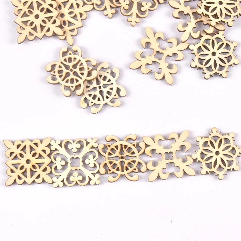 Description Picture 4 of item20Pcs 29mm Natural Wood Crafts DIY Scrapbooking Handmade Accessory Flower Lace Pattern Wooden Ornaments Home Decor Arts m2208