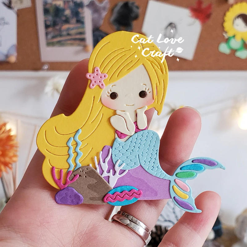 Description Picture 2 of itemCatlove Mermaid Girl Metal Cutting Dies Scrapbooking Mold Stencil Die Cuts Card Making DIY Craft Embossing New Dies For 2021