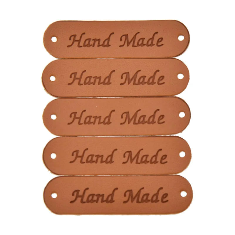 Description Picture 5 of itemChzimade 20Pcs/lot 45x12mm Handmade Leather Labels For Clothes Garment PU Tags Labels Sewing Accessories