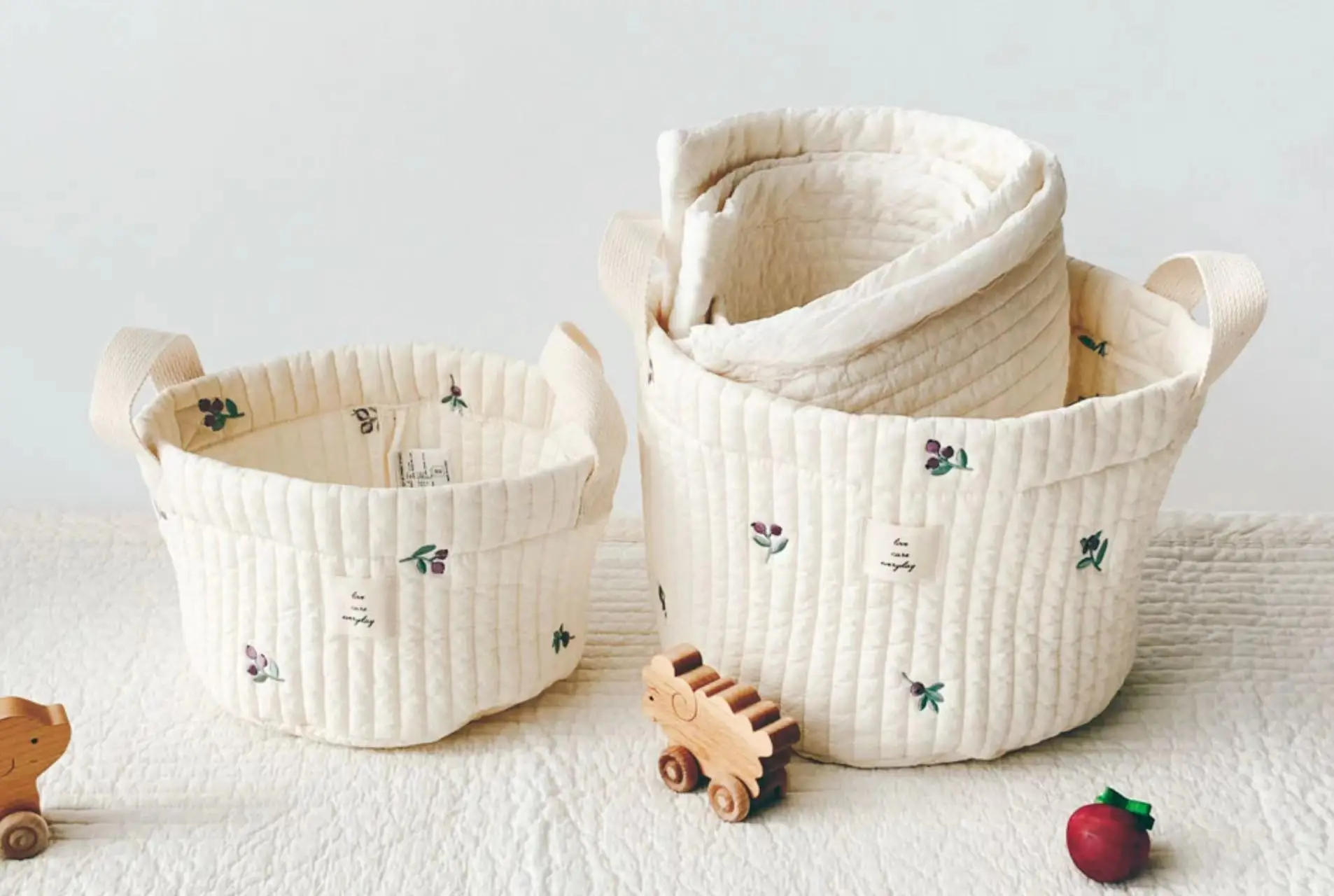 Description Picture 3 of itemINS Baby Bags Cute Bear Embroidery Diaper Bag Caddy Nappy Cart Storage Mummy Maternity Bag for Newborn Diapers Toys Organizers