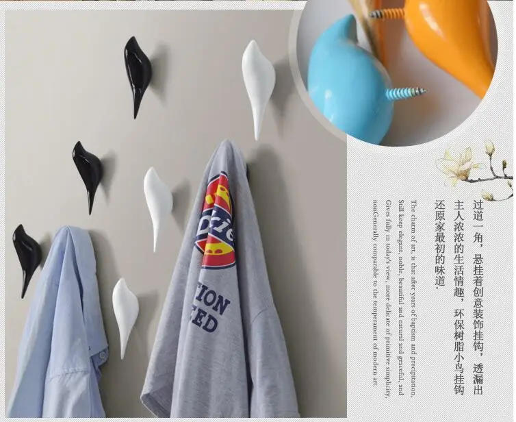 Description Picture 4 of itemBirds Hanger Hook For Child's Room Creative Resin Model Bathroom Wall Hooks Housekeeper Sucker Hooks For Key hanger