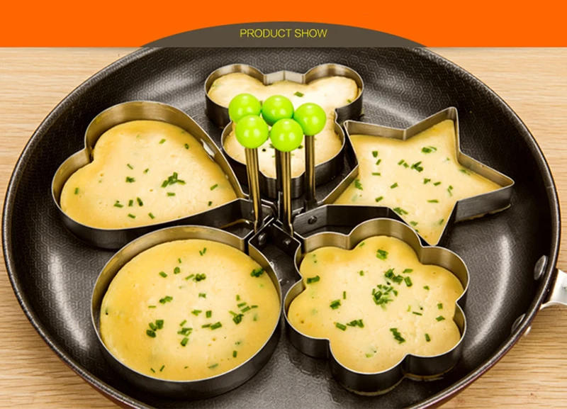 Description Picture 4 of itemStainless Steel 5Style Fried Egg Pancake Shaper Omelette Mold Mould Frying Egg Cooking Tools Kitchen Accessories Gadget Rings