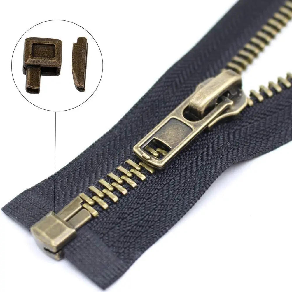 Description Picture 3 of item10 Sets Metal Zipper Latch Slider Retainer Insertion Pin Zipper Bottom Zipper Stopper for Metal Zipper Repair Zip Sewing