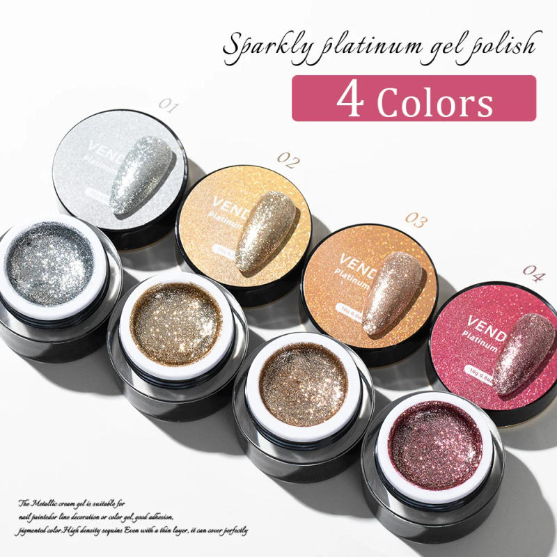 Description Picture 3 of itemVDN Glitter Platinum Gel Nail Polish Fine Powder Hybrid Shiny Painting Gel Lacquer Manicure Nail Art Liner Sparkling Gel Varnish