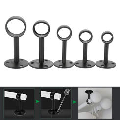 2Pcs Flange Rod Holders Curtain Rod Ceiling-Mount Bracket Stainless Steel Flange Rod Holder Closet Pole End Supports Socket