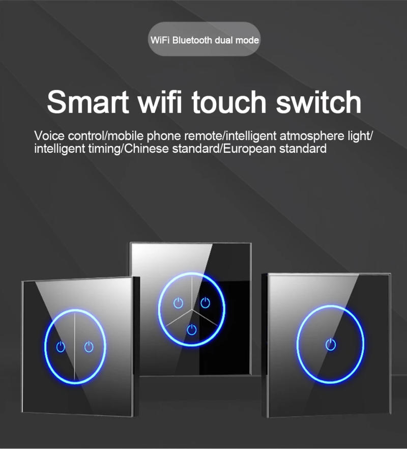 Description Picture 5 of itemTuya Wifi EU Smart Switches 1/2/3Gang Touch Light Switch Wall Glasses Panel Switch Smart Life APP Control for Alexa Google Home