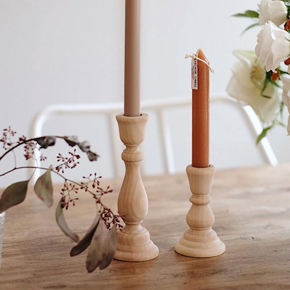 Description Picture 5 of itemWooden Candlesticks Unfinished DIY Classic Craft Candle Holders for Paint or Living Room Home Wedding Holiday Decorations