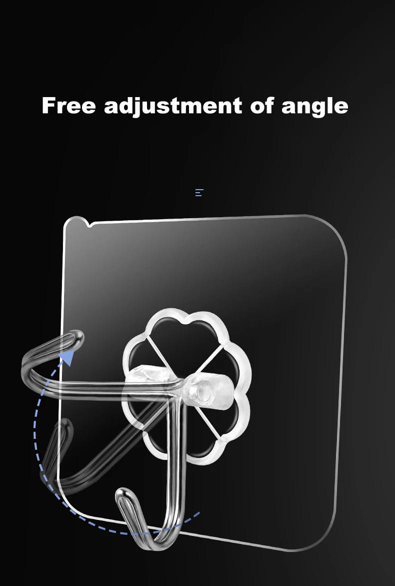 Description Picture 6 of item1/3/5/10pcs Wall Hooks Seamless Self Adhesive Hooks Door Wall Hangers Transparent Reusable Hanging Hook for Kitchen Bathroom