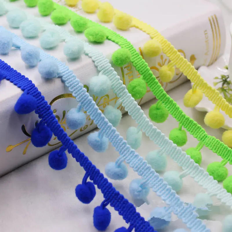 Description Picture 4 of item4 Yards Pom Pom Trim Ball 10 Mm MINI Pearl Pompom Fringe Ribbon Sewing Lace Kintted Fabric Handmade DIY Craft Accessories