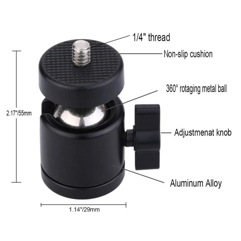 Description Picture 6 of itemUniversal Mini Tripod Ballhead Ball Head with 1/4" 3/8" M4 Screw Adapter For Digital Camera DSLR Live Stream Q29 II