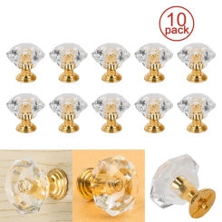 10Pcs Acrylic Crystal Knobs Cupboard Drawer Pull Handle Door Knob Diamond Shape Cabinet Knob Home Furniture Accessory