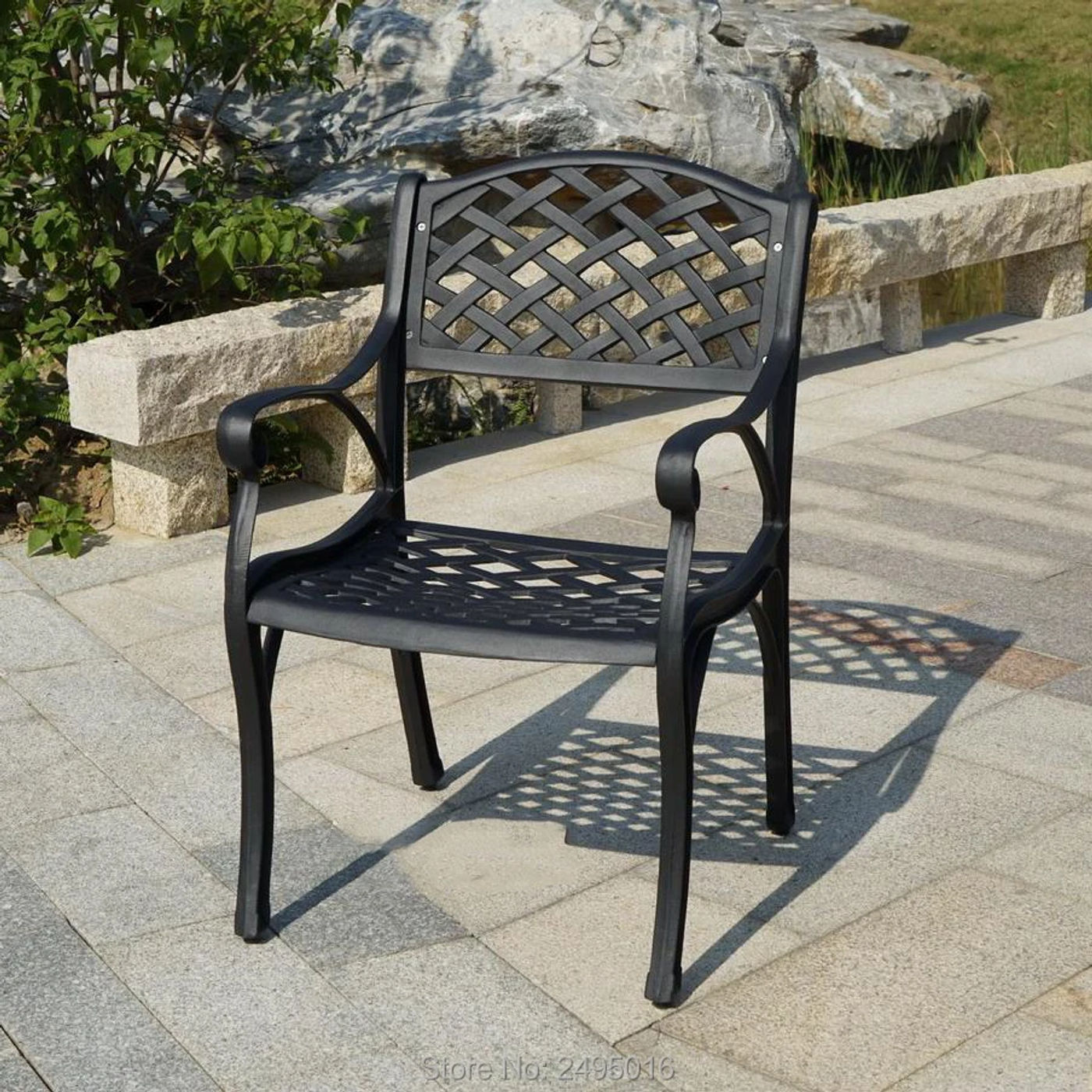Description Picture 2 of itemLot of 2-piece cast aluminum chair street porch Garden terrace Balcony chair all weather iron chairs poolside outdoor furniture