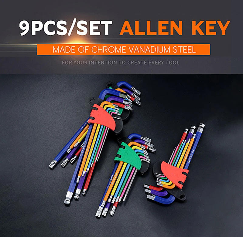 Description Picture 2 of itemAllen Key Set L Wrench Kit For Allen Screw 9PCS Long Arm Hex Key Set 1.5mm To 10mm Hexagon Spanner Hand Tools For Bicycle Repair
