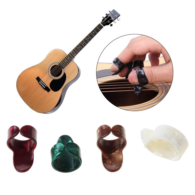 Description Picture 2 of item1 Thumb And 3 Finger Plastic Plectrums Nail Guitar Picks Set