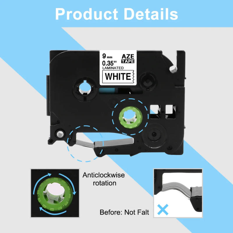 Description Picture 4 of itemLabel Tape TZe-221 Compatible for Brother Label Printer PTH110 Tze221 Tze-121 Tapes 9mm Tz621 Tze-325 Laminated Multi-Colors