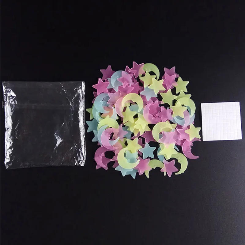 Description Picture 3 of item100Pcs Luminous Mixed Color Star Moon 3D Wall Sticker Kids Baby Rooms Living Room Glow In The Dark Home Decorations Stickers