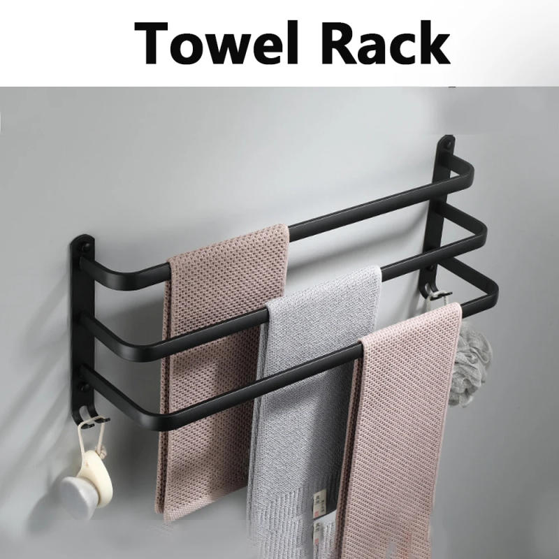 Description Picture 5 of itemRod Towel Rack 30-50 CM Bathroom Accessories Towel Hanger Aluminum Multilayer Wall Mounted Towel Holder