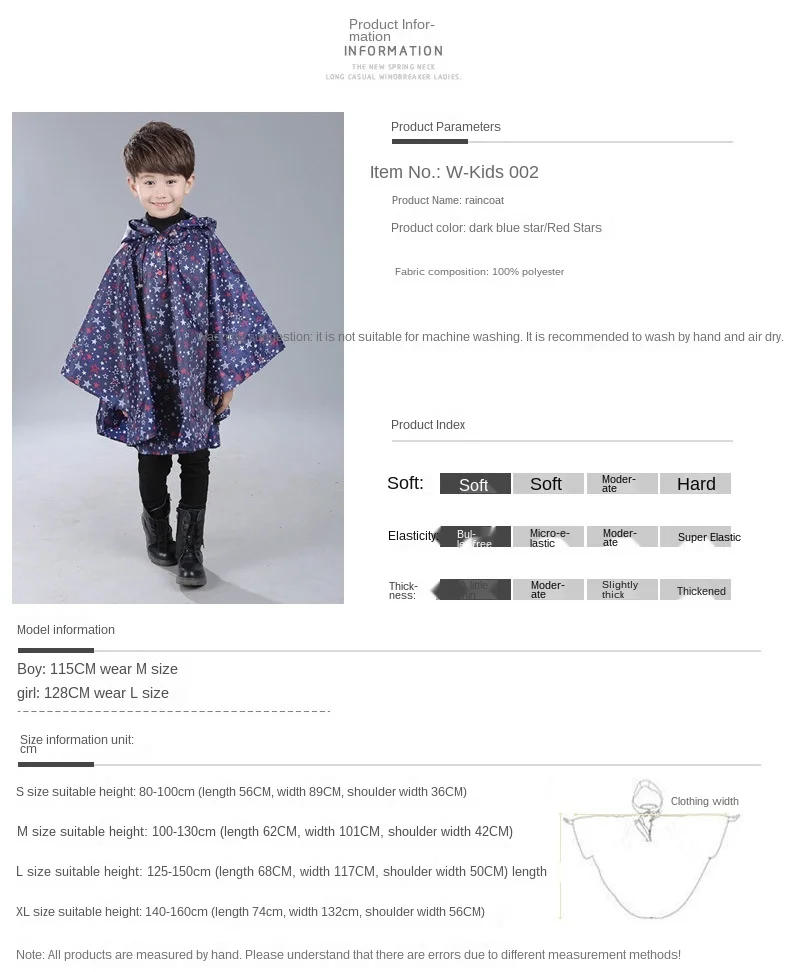 Description Picture 3 of itemChildren Raincoat Kids for Girls Boys Cute Waterproof  Hooded Impermeable Kid Raincoats Child Rain Coat Cover Poncho Rainwear