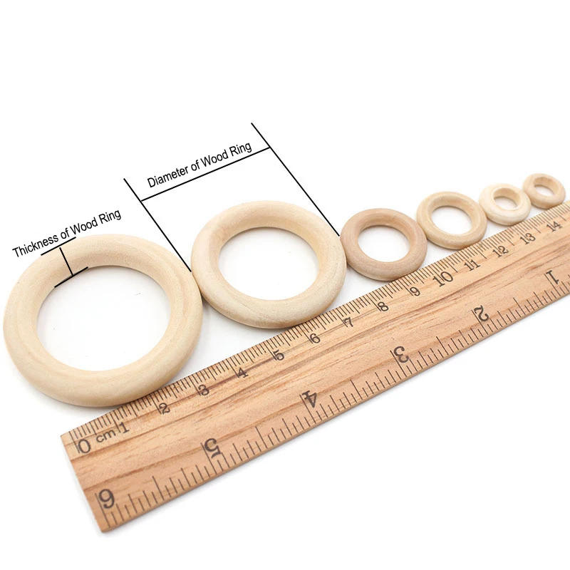 Description Picture 5 of item15-100MM Natural Wooden Circle DIY Crafts Embellishment For Jewelry Making Wooden Ring Children Kids Teething Wooden Ornaments
