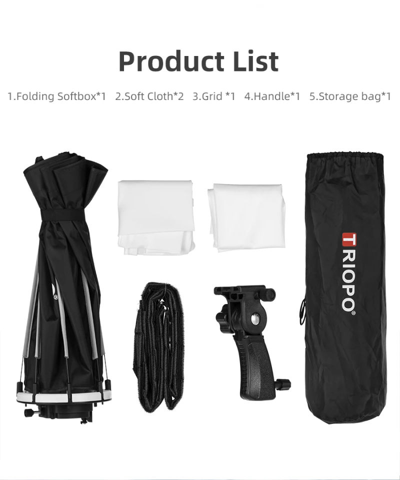 Description Picture 3 of itemTriopo 55cm 65cm 90cm 120cm Speedlite Portable Octagon Umbrella Softbox + Honeycomb Grid Outdoor Flash Soft Box for Canon Godox