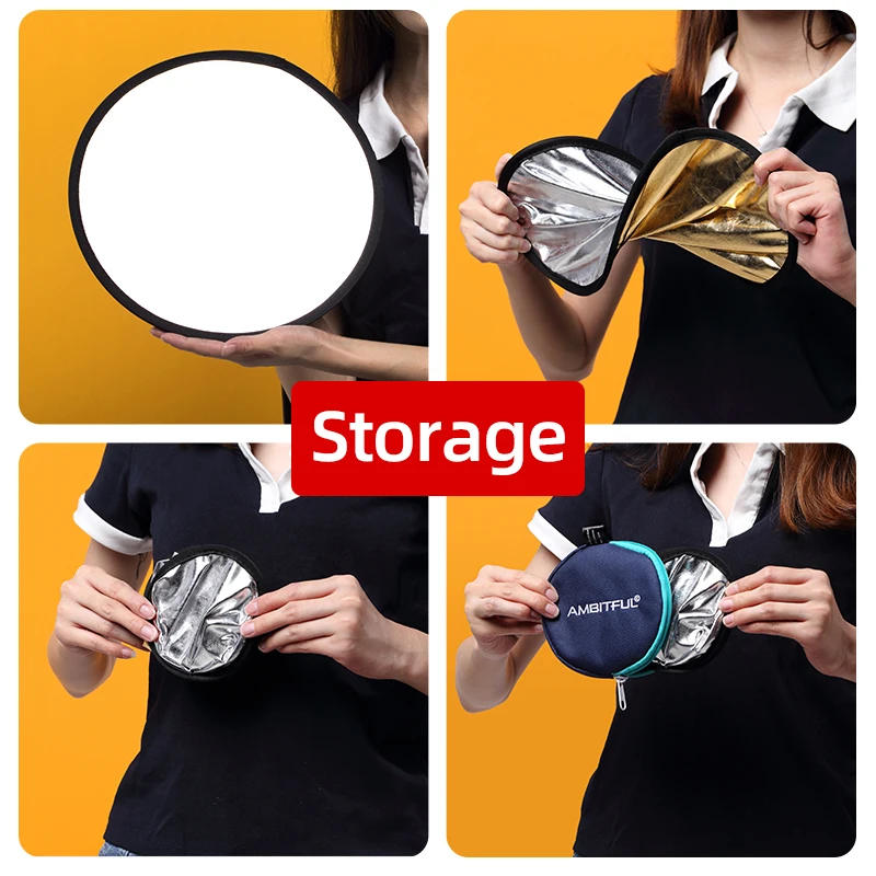 Description Picture 5 of itemAMBITFUL High Quality 2in1 Gold Silver White 30cm Round Outdoor and Indoor Shooting Beautify Reflector