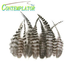 New 30pcs/bag 2optional colors Fly Tying Striated Rooster Feathers Natural Dry Fly Barred Cock Saddle Hackle Feather Trout Flies