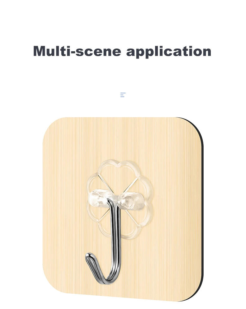 Description Picture 4 of item1/3/5/10pcs Wall Hooks Seamless Self Adhesive Hooks Door Wall Hangers Transparent Reusable Hanging Hook for Kitchen Bathroom