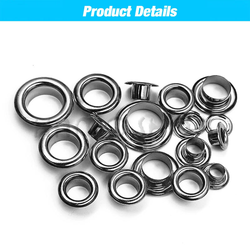 Description Picture 4 of item200Pcs Hole Metal Eyelets Grommets Gunblack Color with Washer For Diy Leathercraft Accessories Shoes Belt Cap Bag Tags Clothes