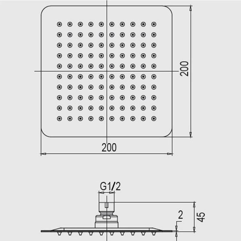 Description Picture 5 of itemAODEYI Brass Extension Gooseneck Square Wall Mount Shower Arm Ultrathin Bathroom Shower Head Set