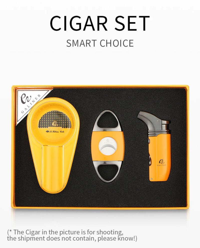 Description Picture 2 of itemGALINER Puro Travel Ashtray Home Torch Jet Flame Cigar Lighter Smoking Accessories Tobacco Cigar Cutter Charuto Gadgets