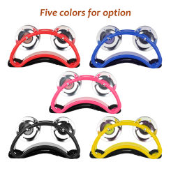 Percussion Foot Tambourine with 4 Pairs of Stainless Steel Jingle & Elastic Strap Percussion Musical Instrument