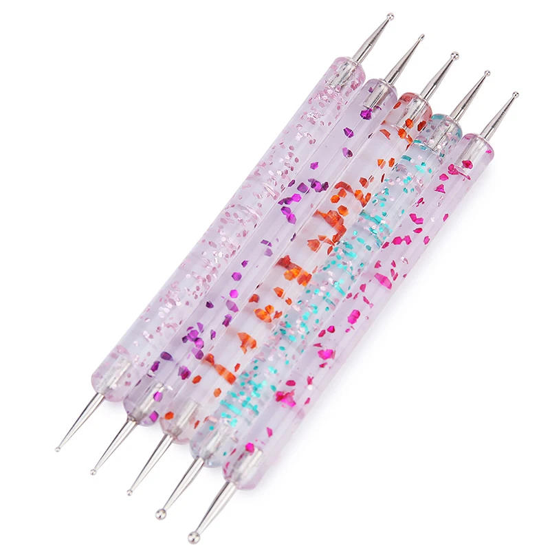 Description Picture 5 of item5Pcs Nail Art Dotting Pen Set Dual-Ended Manicure Tools for Painting & Rhinestone Placement - Drawing & Design Kit