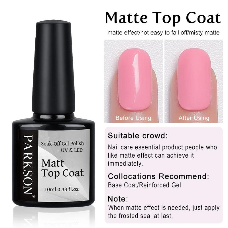 Description Picture 3 of itemParkson 2/3pcs Matte Top Coat Gel Nail Polish Kit Base Top Coat Set UV LED Nail Art Manicure Polish Primer Soak Off Nail Gel Set