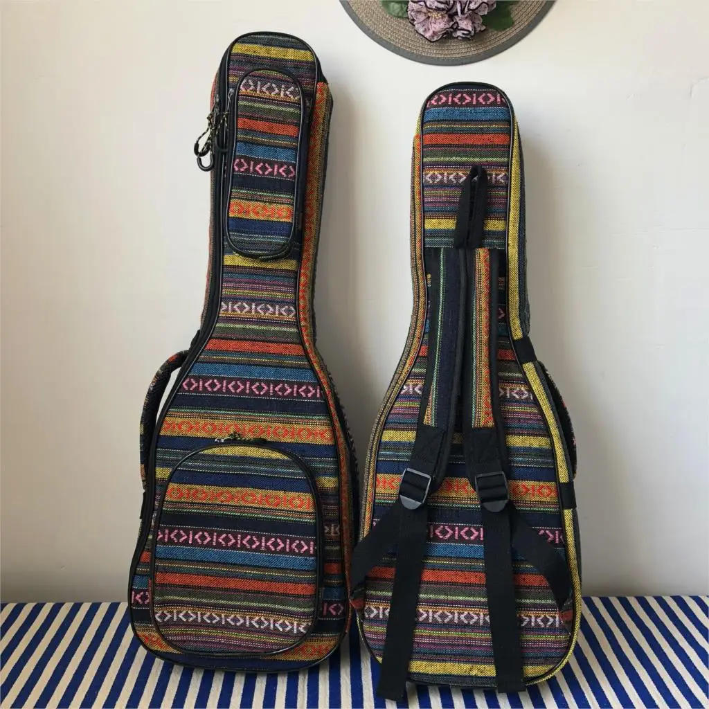 Description Picture 3 of item28 30 Inches Guitalele Ukulele Guitar Case Soft Bag Baritone Stripe Blue Backpack Ukelele Guitarra Accessories Gig Acoustic