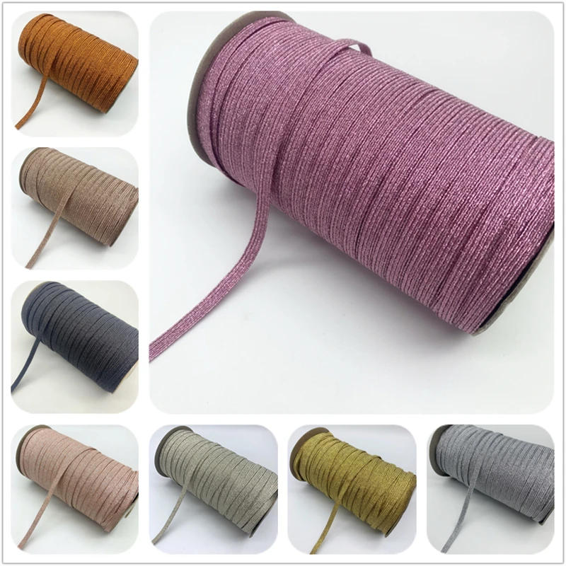 Description Picture 2 of item5yards/Lot 6mm Metallic Color High Elastic Sewing Elastic Band Fiat Rubber Band Waist Band Stretch Rope Elastic Ribbon