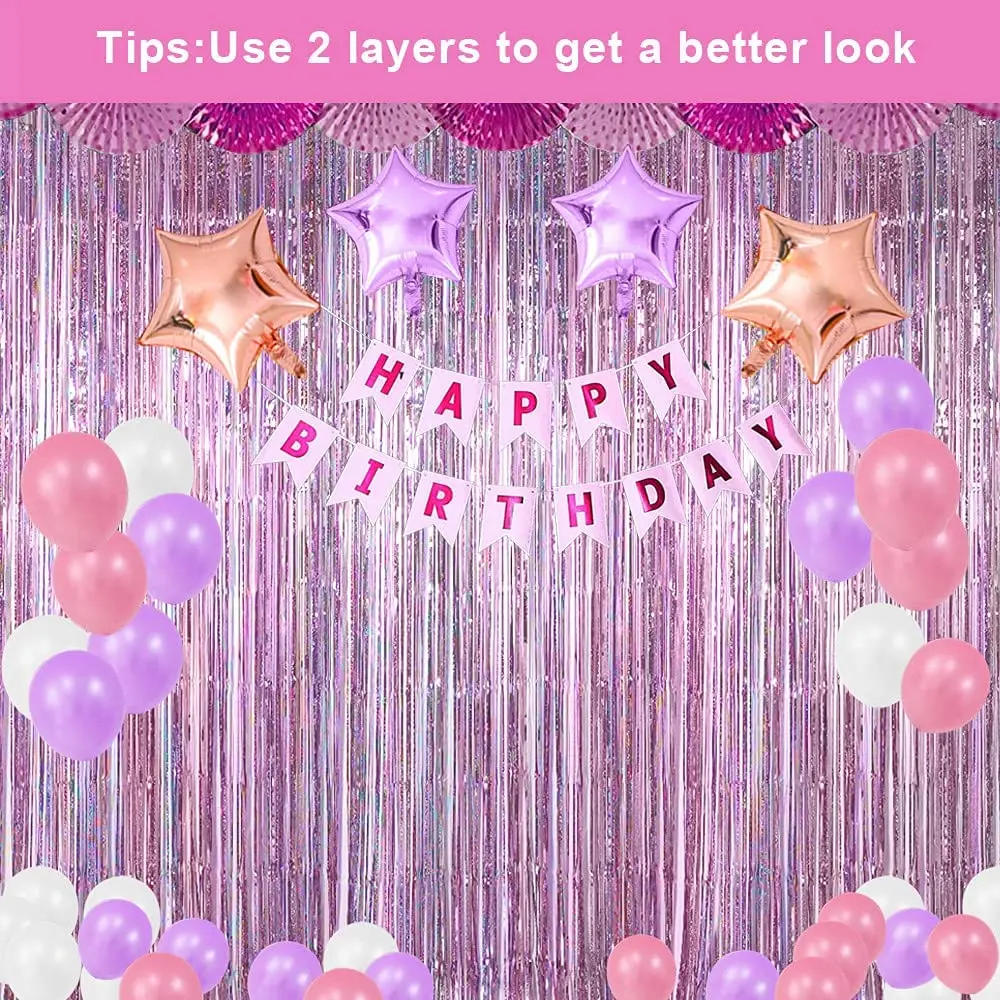 Description Picture 4 of itemtinsel blue Pink Foil Curtain 1x3m Party background Gold Beige Green Foil Fringe Curtain 1m 2m backdrop