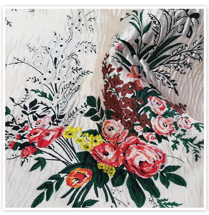 Description Picture 5 of itemSiiboo positional floral patterned jacquard crepe fabric for women dress pants textured embossed tela sp6414