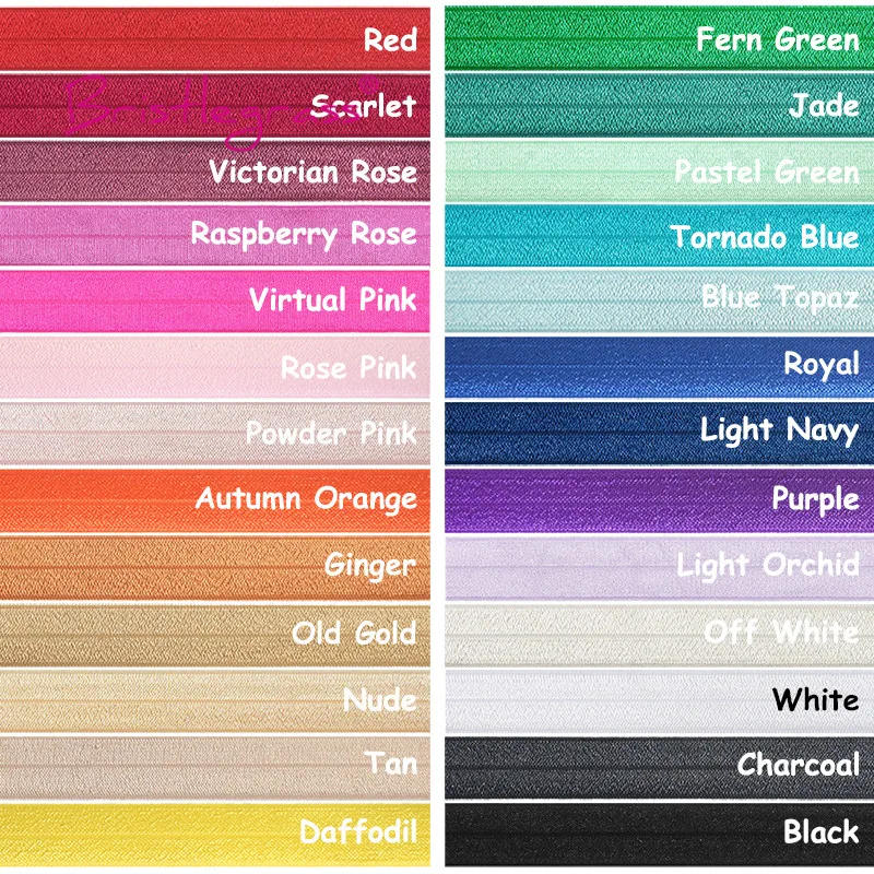 Description Picture 2 of itemBRISTLEGRASS 2 5 10 Yard 1" 25mm Solid Shiny FOE Fold Over Elastics Spandex Satin Band Headband Underwear Dress Sewing Lace Trim
