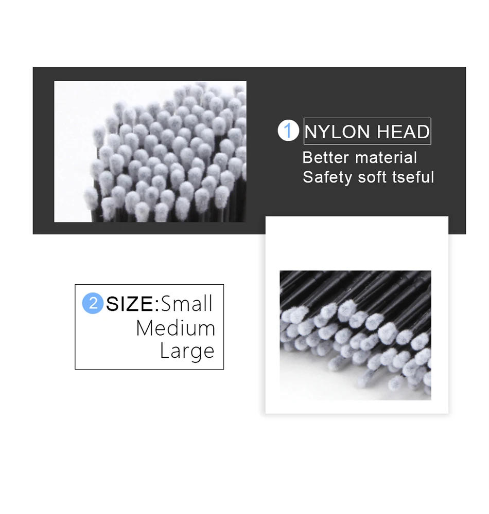 Description Picture 5 of itemEyelash Extension Supplies Set Lashes Micro Brush Disposable Mascara Wands Applicator Individual Eyelash Microbrush Makeup Tools