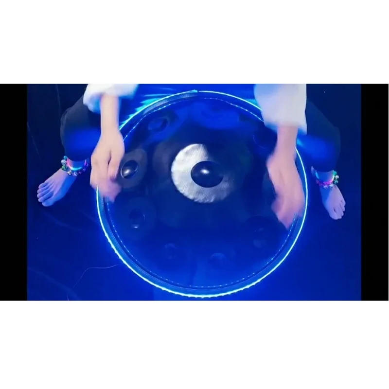 Description Picture 4 of itemLuminous Handpan Drum Luminescent UFO Handpan Drums 9 Or10 Notes Nitrided Steel Percussion Musical Instrument 22 Inch Bluetooth