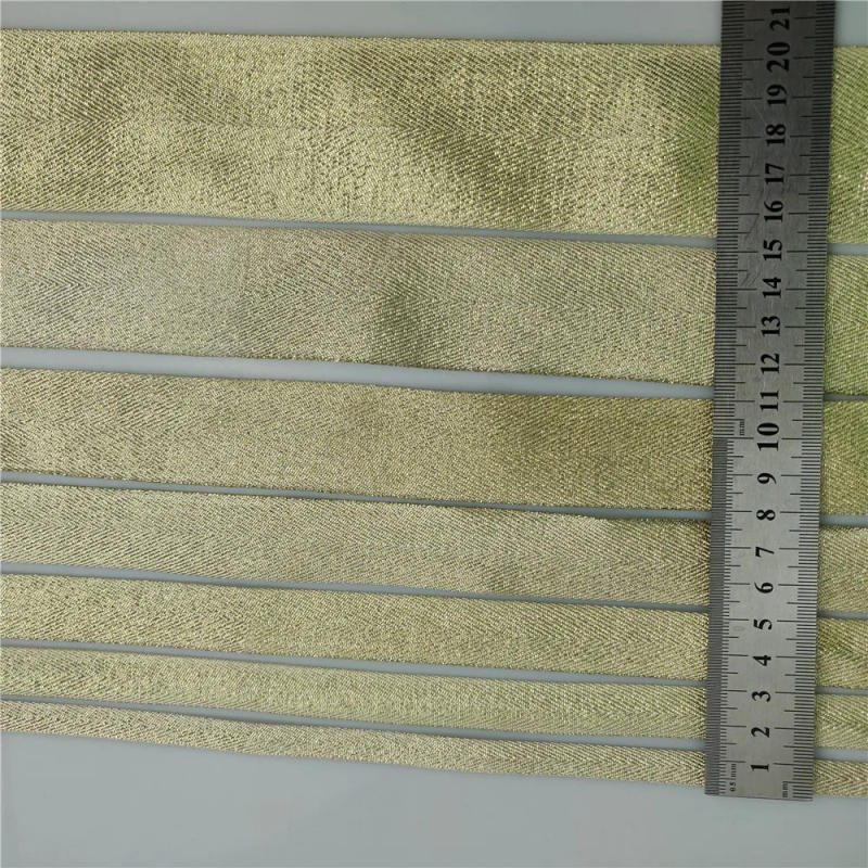 Description Picture 2 of item10-50mm Width Gold Twill Polyester Ribbon Bias Binding Webbing For Diy Bag Craft Projects Gold/Silver  Lurex Twill Tape