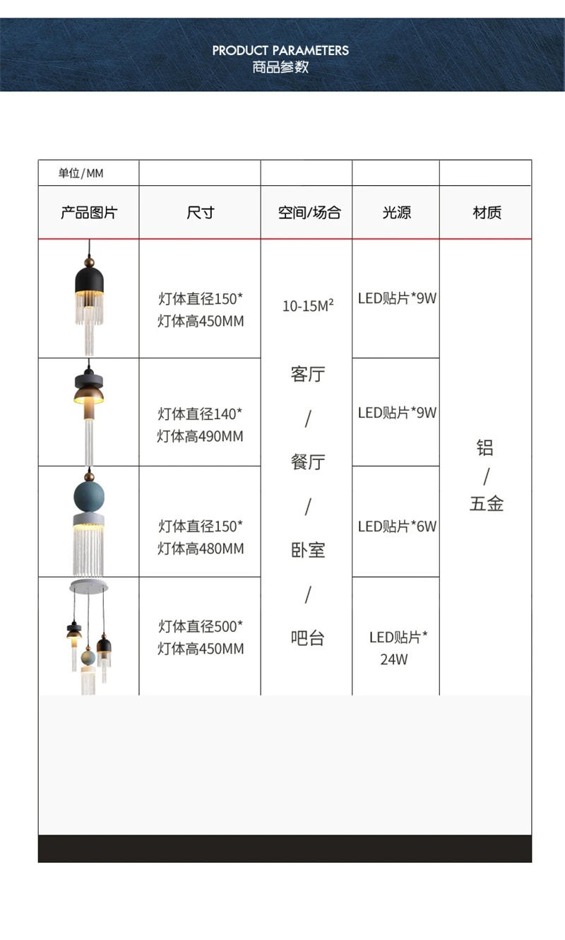 Description Picture 3 of itemnordic Italian design tassel  pendant lights Modern Simple Bedroom Restaurant Bedside Hanging Lamp Home Decor Fixtures luminaire