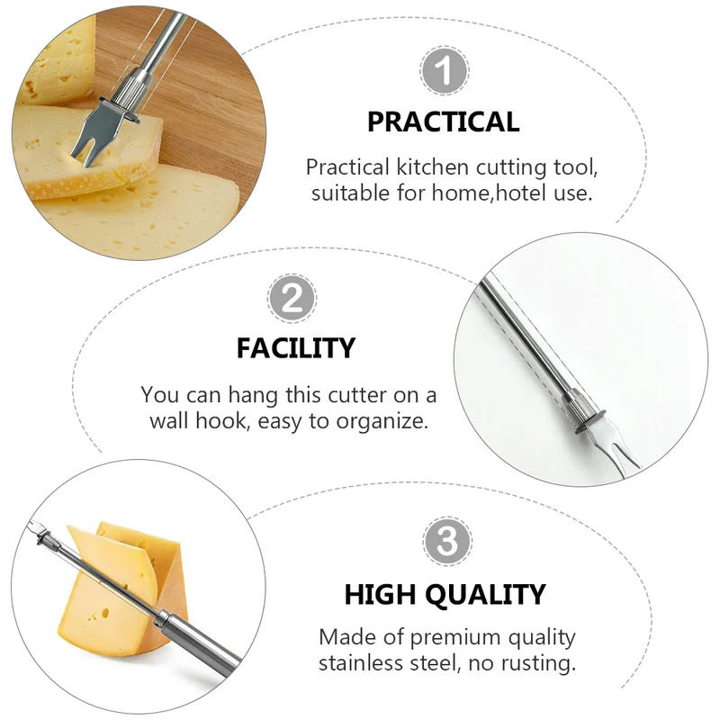 Description Picture 4 of itemStainless Steel Double Wire Cheese Slicer Cheese Cutter Butter Splitter Easy to Cutting Soft and Semi-Hard Cheeses Kitchen Tools