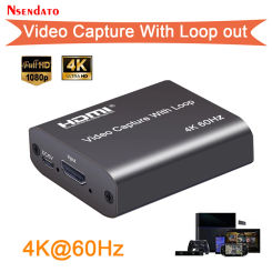 4K 60hz Loop Out HDMI Capture Card Audio Video Recording Plate Live Streaming USB 2.0 1080p 60HZ Grabber for PS4 Game DVD Camera