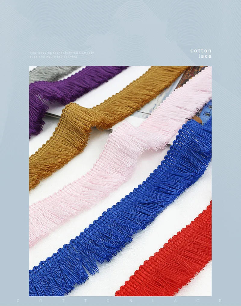 Description Picture 2 of item1m Thicken Tassel Trims 2.5cm Wide Polyester Curtain/Pillow Trim Earring/Bag Clothing Decorative  Lace Fringe Sewing