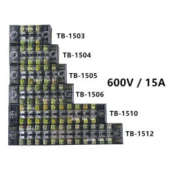 1Pcs Dual Row Screw Terminal Block Strip Wire Connector 600V 15A TB-1503 / TB1504 /TB1505/ TB1506 / TB-1510 /TB-1512 Optional